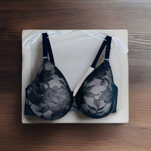 Lane Bryant Cacique Back Smoother Lightly Lined Balconette Bra Black Tan 42DD